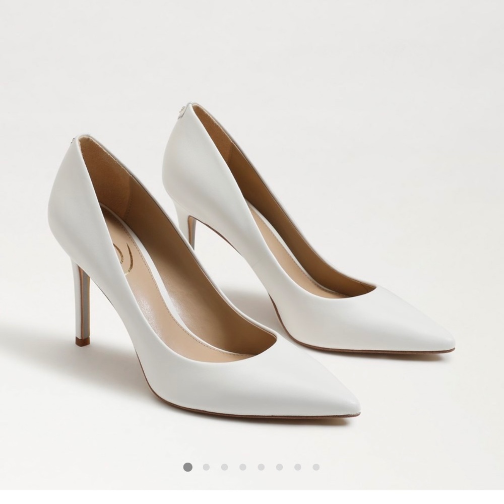 Sam Edelman White Pointed Toe Leather Pumps